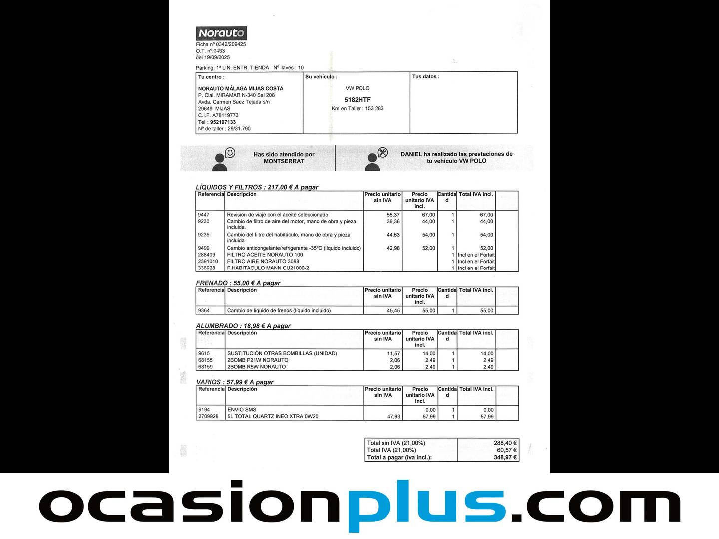 Foto del mantenimiento del Volkswagen Polo Volkswagen Polo Advance 1.2 TSI (90 CV)