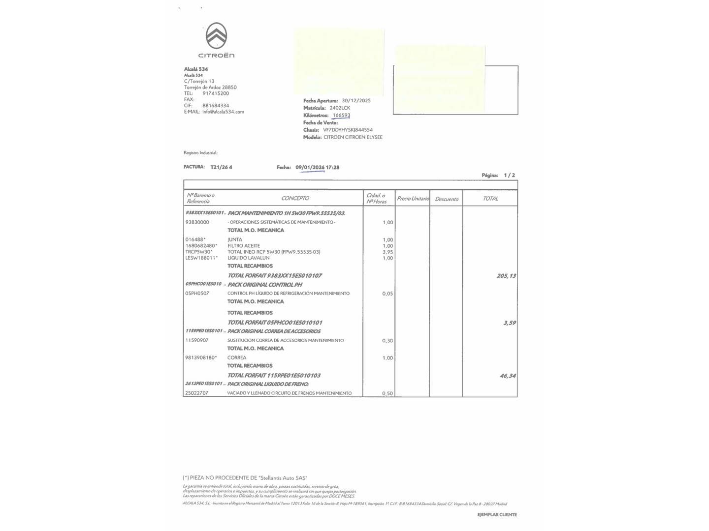 Foto del mantenimiento del Citroën C-Elysée Citroen C-Elysee BlueHDi 100 Shine (102 CV)