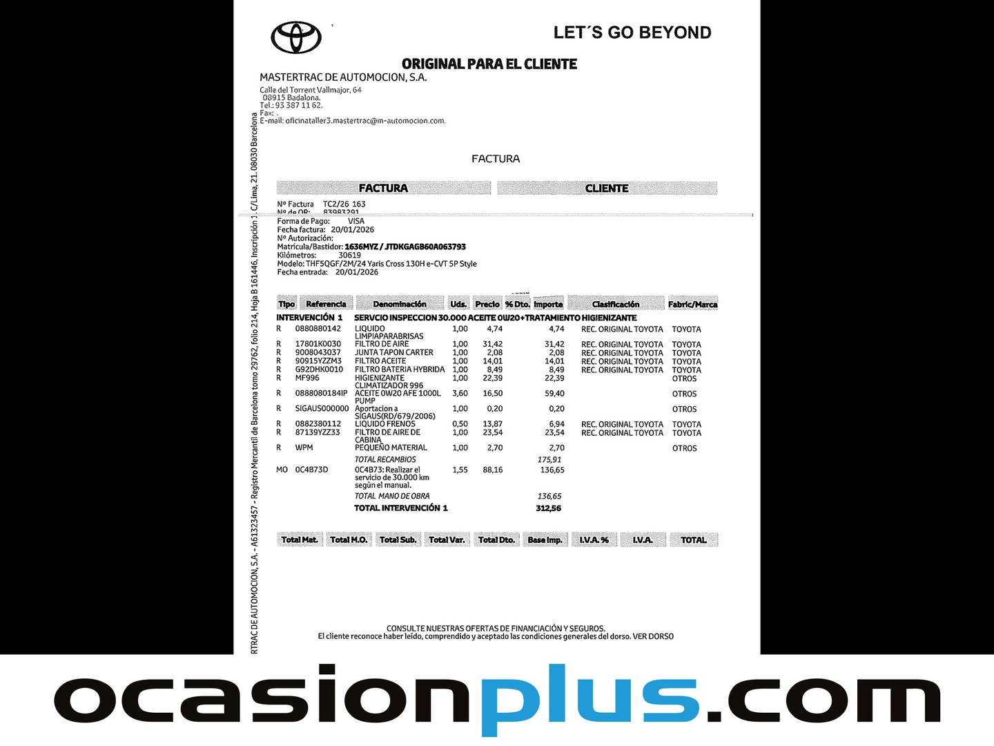 Foto del mantenimiento del Toyota Yaris Cross Toyota Yaris Cross 120H Style (116 CV)