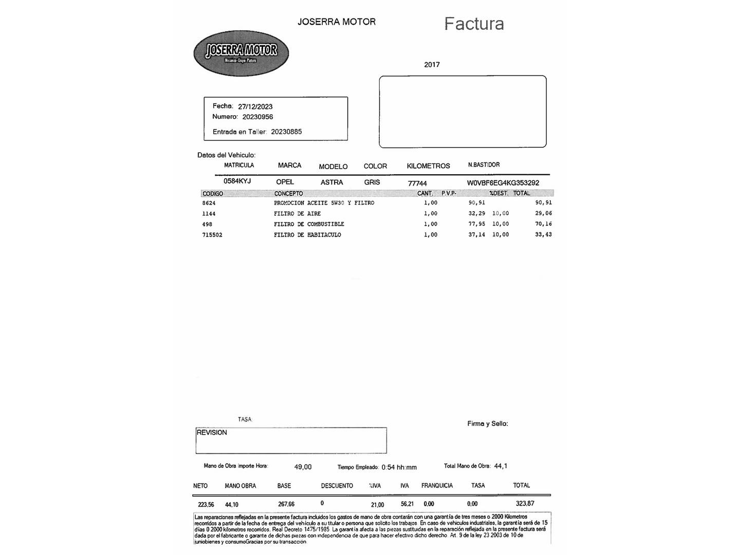 Foto del mantenimiento del Opel Astra Opel Astra 1.6 CDTi S&S Dynamic (136 CV)
