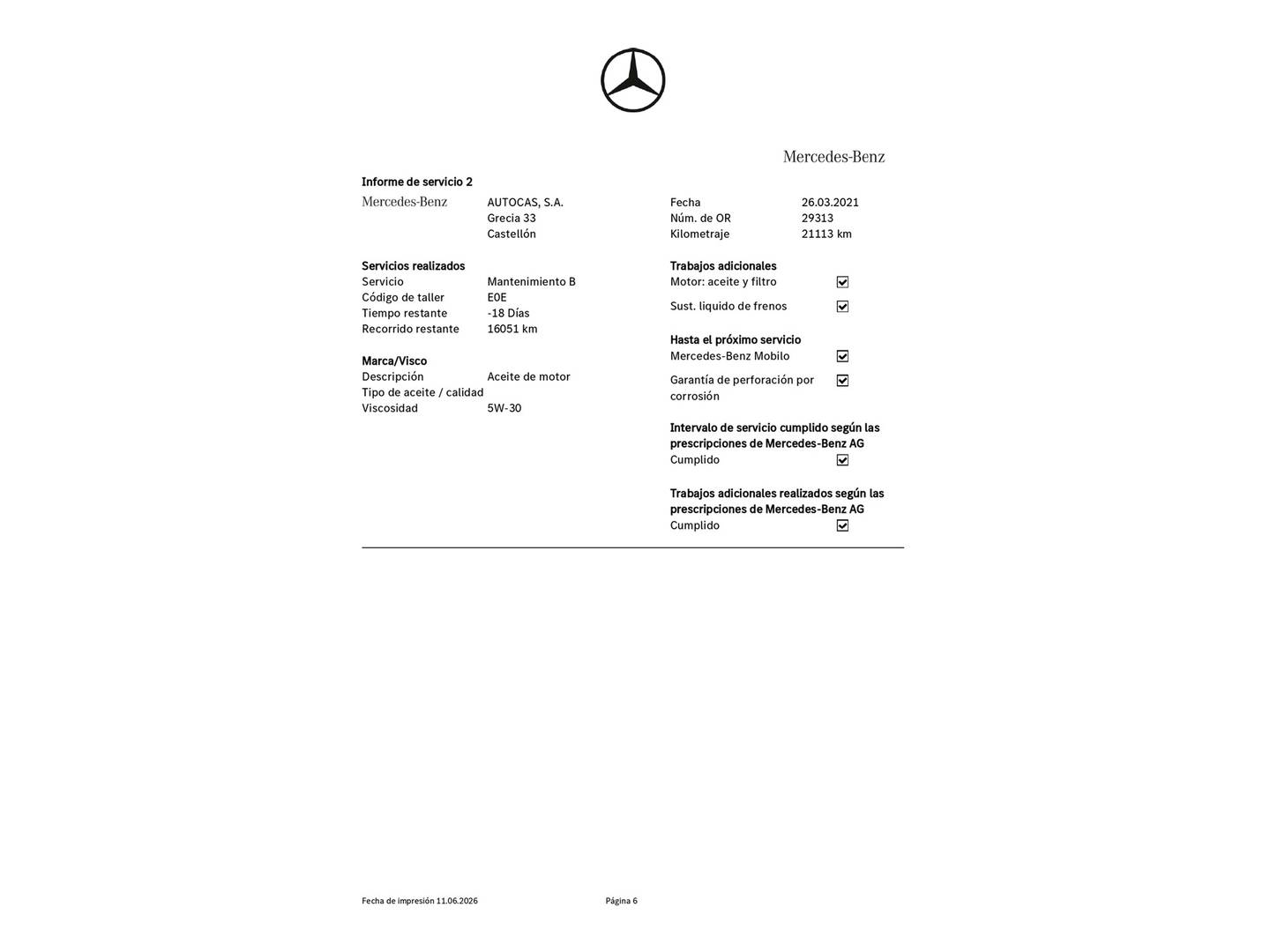 Foto del mantenimiento del Mercedes Clase C Mercedes Clase C Coupe 300 (258 CV)
