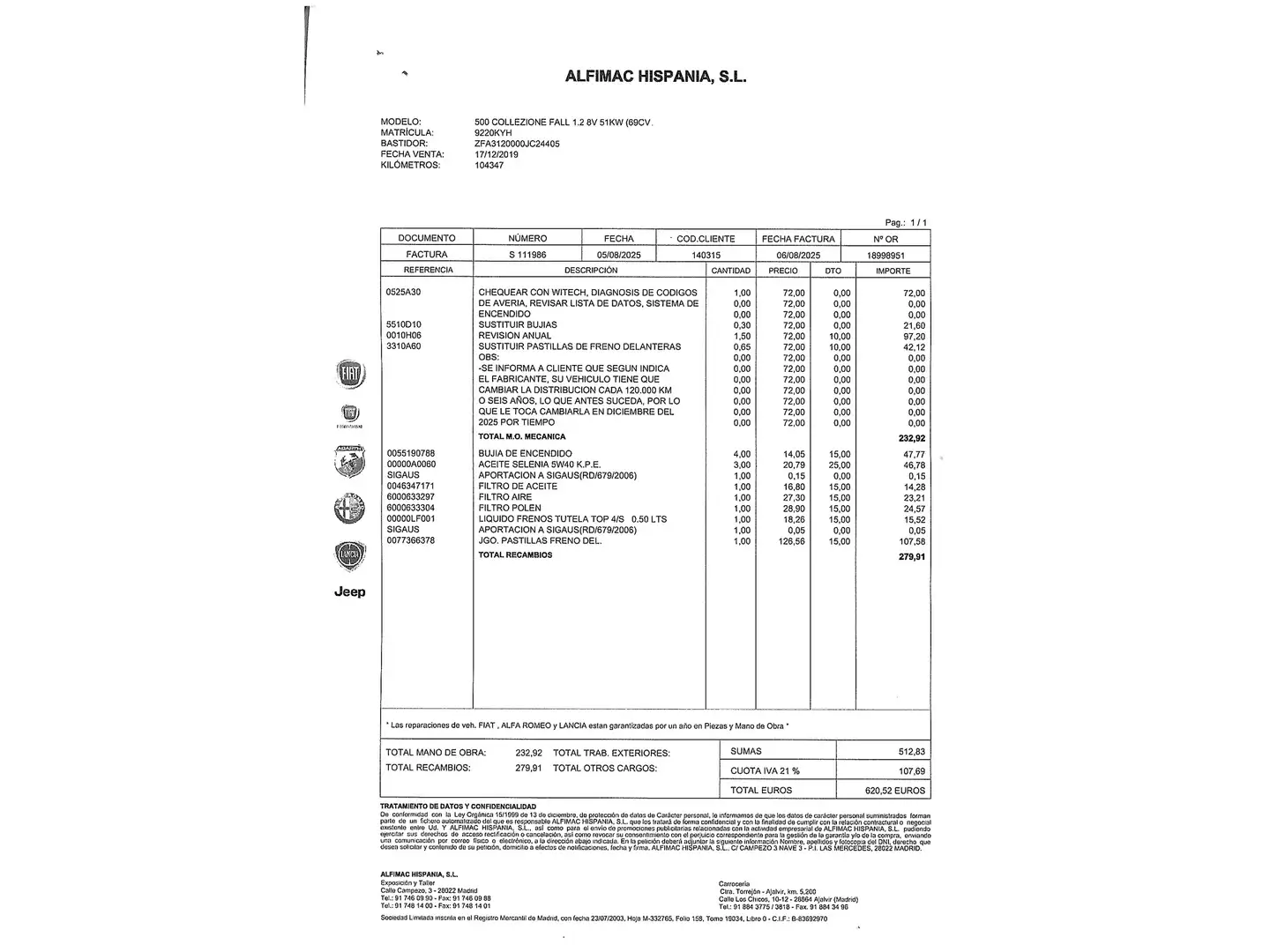 Foto Fiat 500 Fiat 500 1.2 Collezione Fall (69 CV)