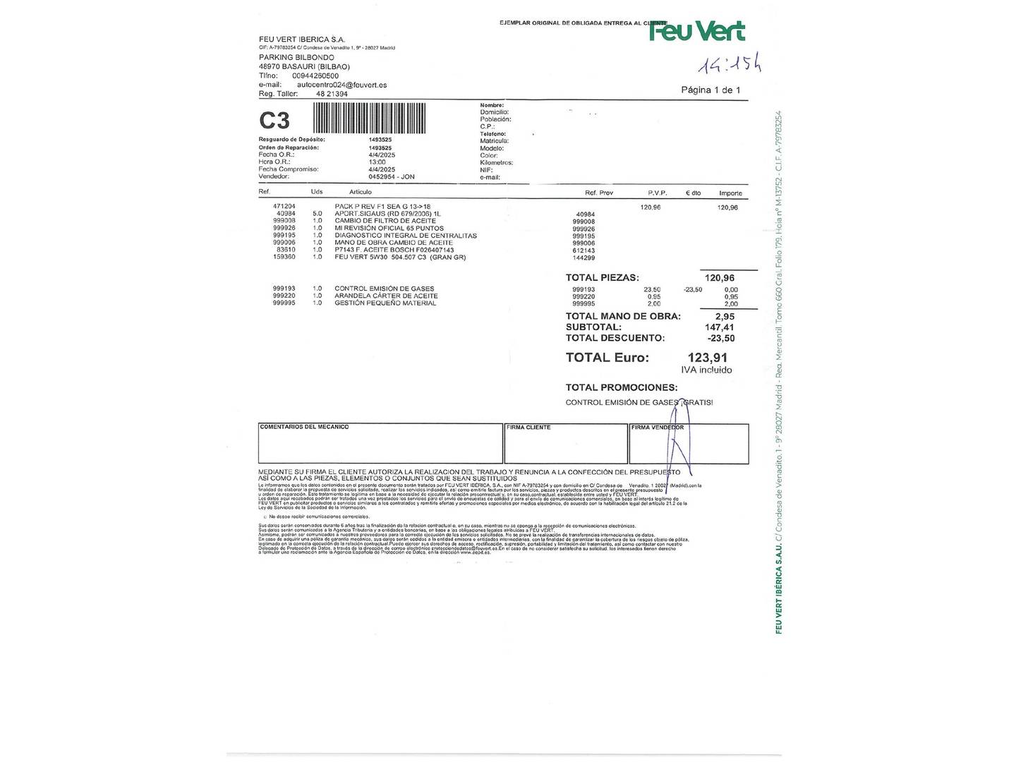 Foto del mantenimiento del Seat Arona SEAT Arona 1.0 TSI S&S Style (95 CV)