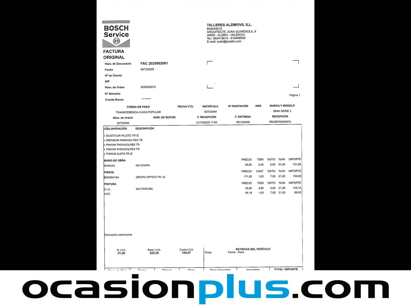 Foto del mantenimiento del BMW Serie 3 BMW Serie 3 320d (177 CV)