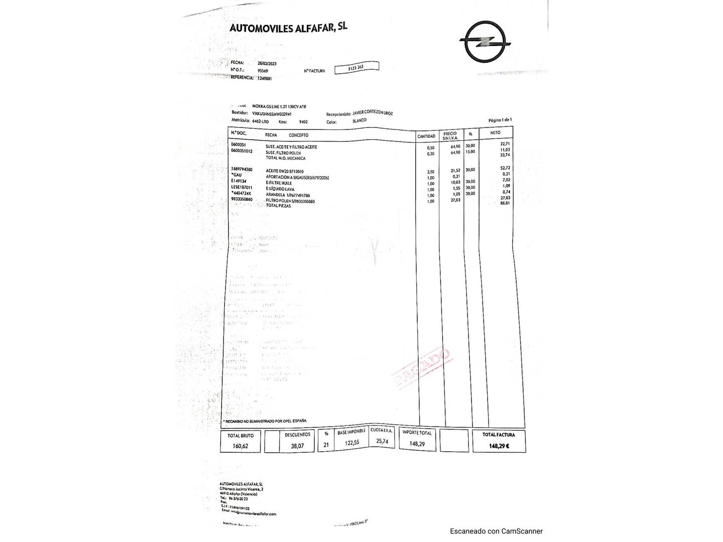 Foto del mantenimiento del Opel Mokka Opel Mokka 1.2 Turbo GS Line Auto (130 CV)