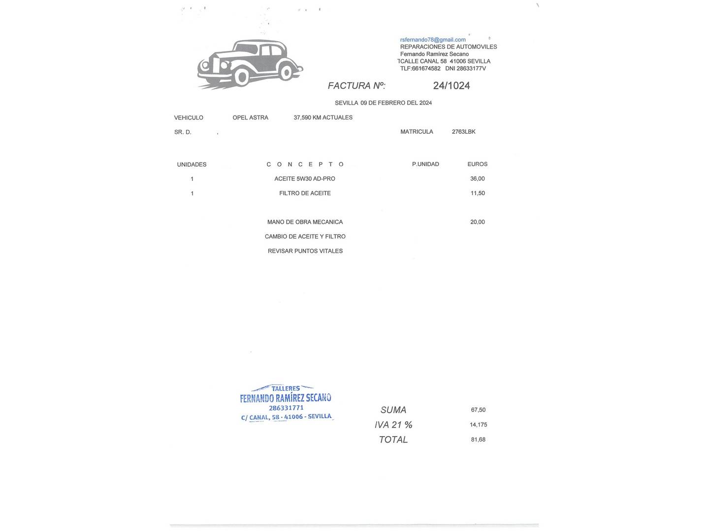 Foto del mantenimiento del Opel Astra Opel Astra 1.6 CDTI 120 Aniversario (110 CV)