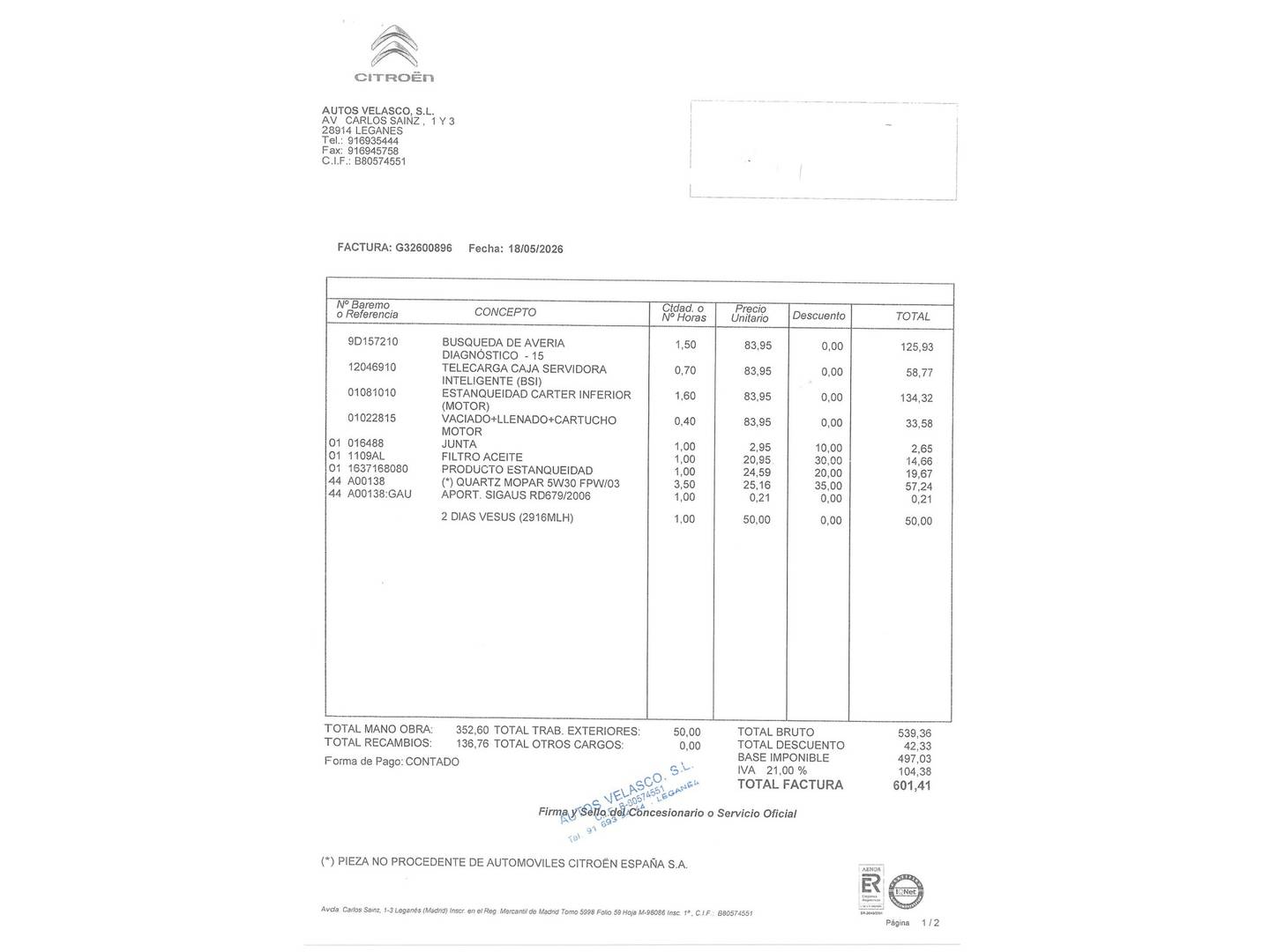 Foto del mantenimiento del Citroën C3 Citroën C3 PureTech 110 S&S Shine (110 CV)