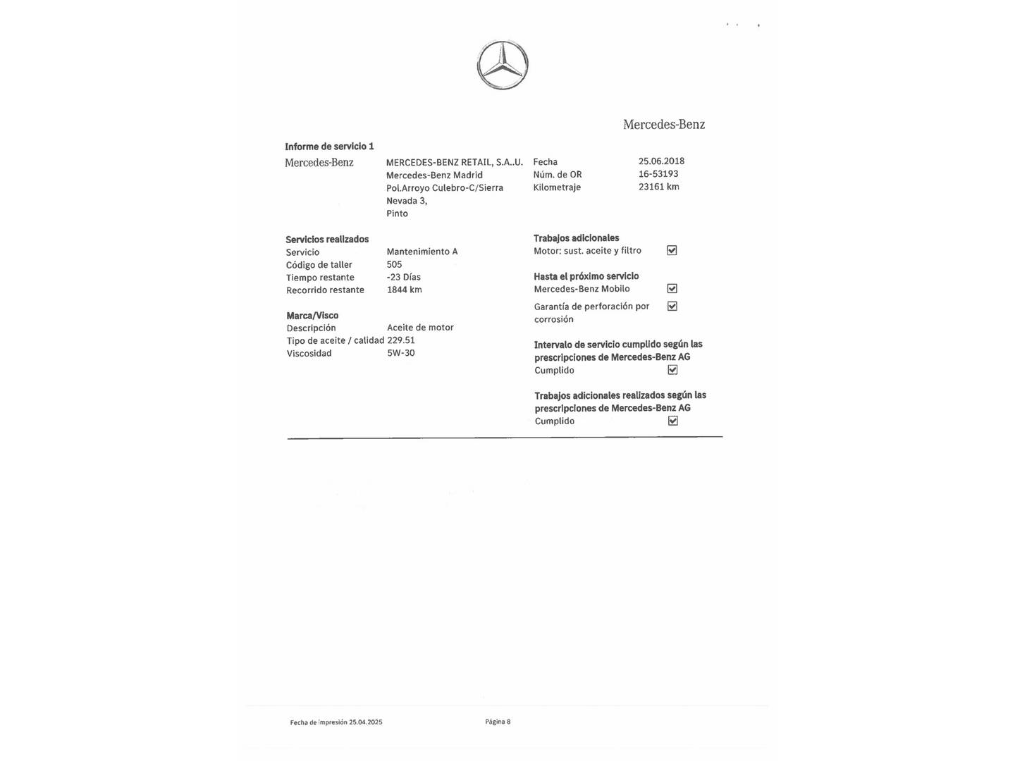Foto del mantenimiento del Mercedes Clase B Mercedes Clase B 200 d (136 CV)
