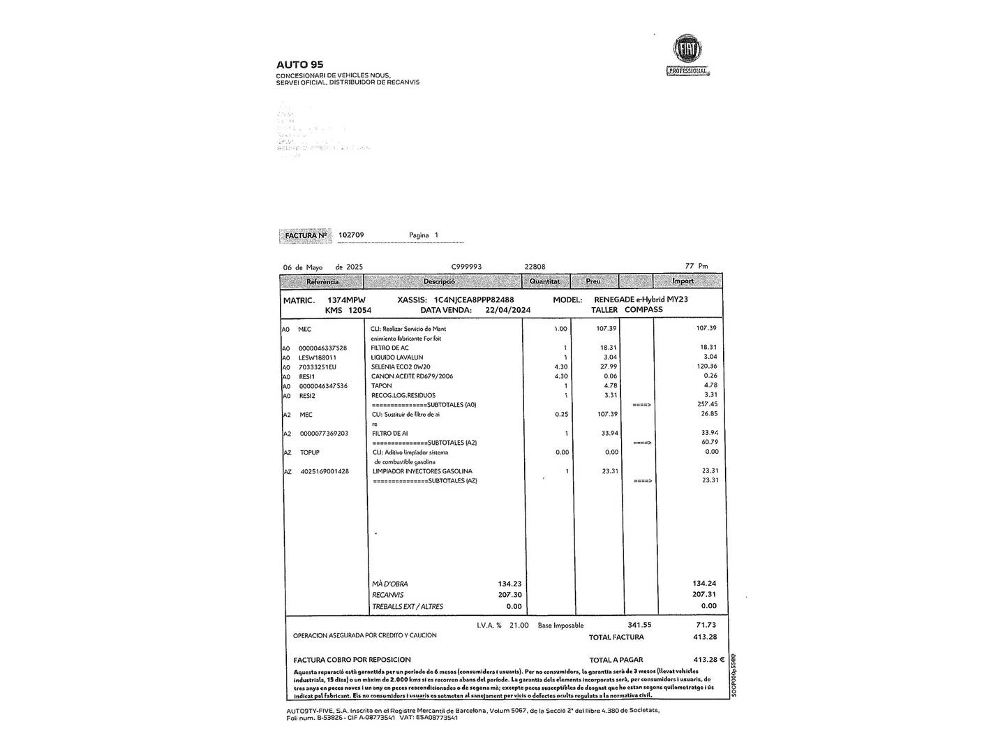 Foto del mantenimiento del Peugeot 208 Peugeot 208 1.6 BlueHDi Style S (100 CV)