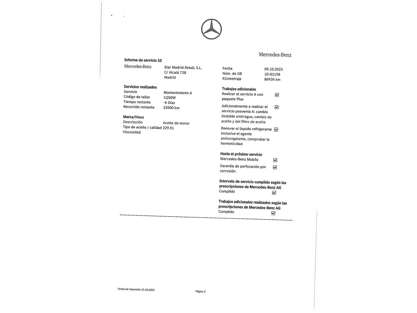 Foto del mantenimiento del Mercedes Clase B Mercedes Clase B B 180 CDI Blue Efficiency (109 CV)