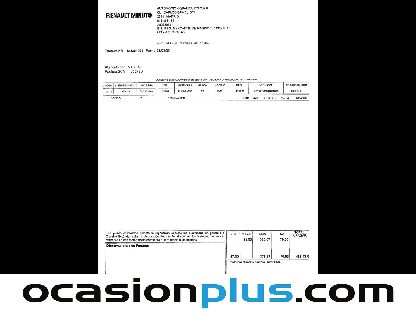 Foto del mantenimiento del Renault Espace Renault Espace Initiale Paris Blue dCi (200 CV) EDC