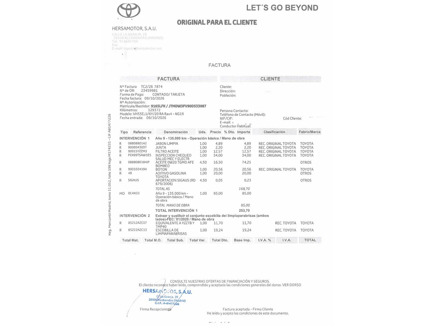 Foto del mantenimiento del Toyota Rav4 Toyota Rav4 2.5l hybrid Luxury 4WD (222 CV)