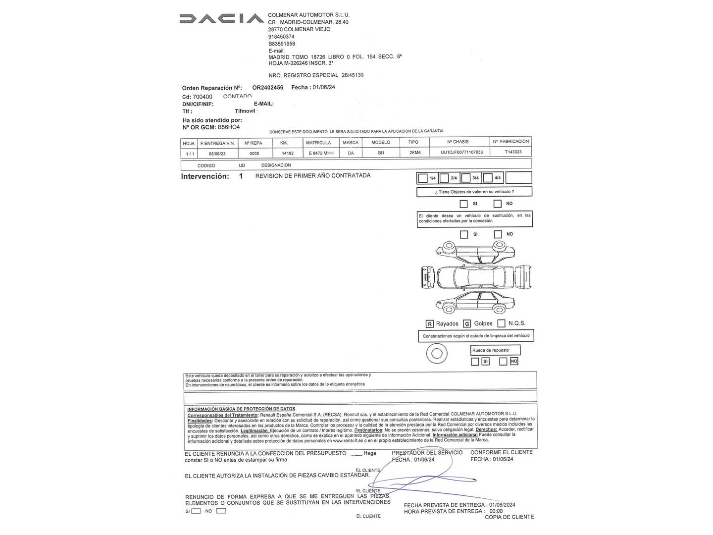 Foto del mantenimiento del Dacia Sandero Dacia Sandero Essential TCe (91 CV)