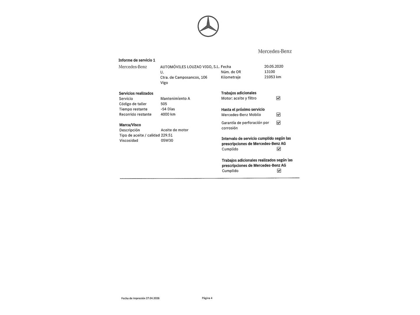 Foto del mantenimiento del Mercedes Clase C Mercedes Clase C Coupe 300 (258 CV) Pack AMG