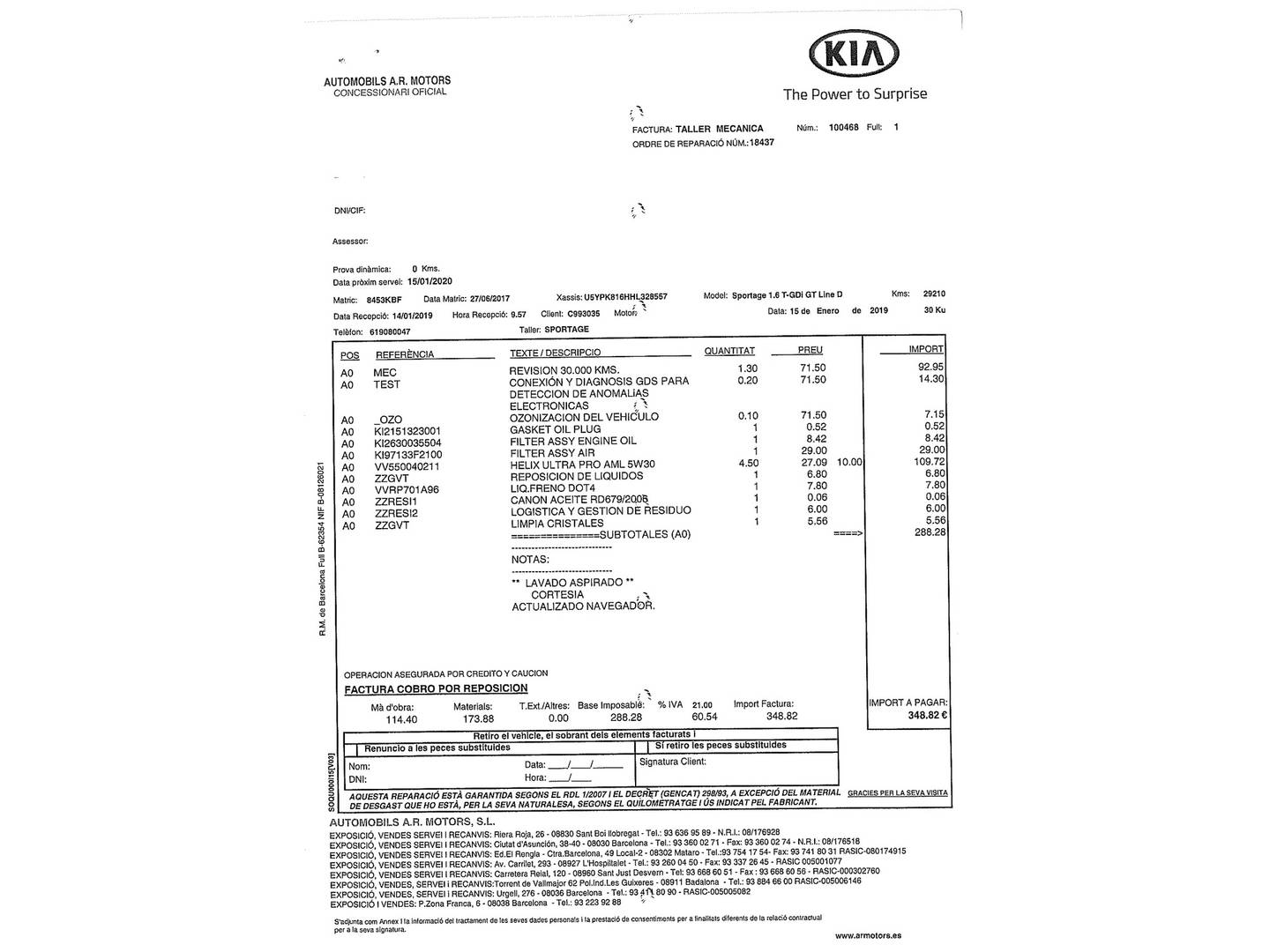 Foto del mantenimiento del KIA Sportage KIA Sportage 1.6 T-GDi GT Line DCT 4x4 (177 CV)