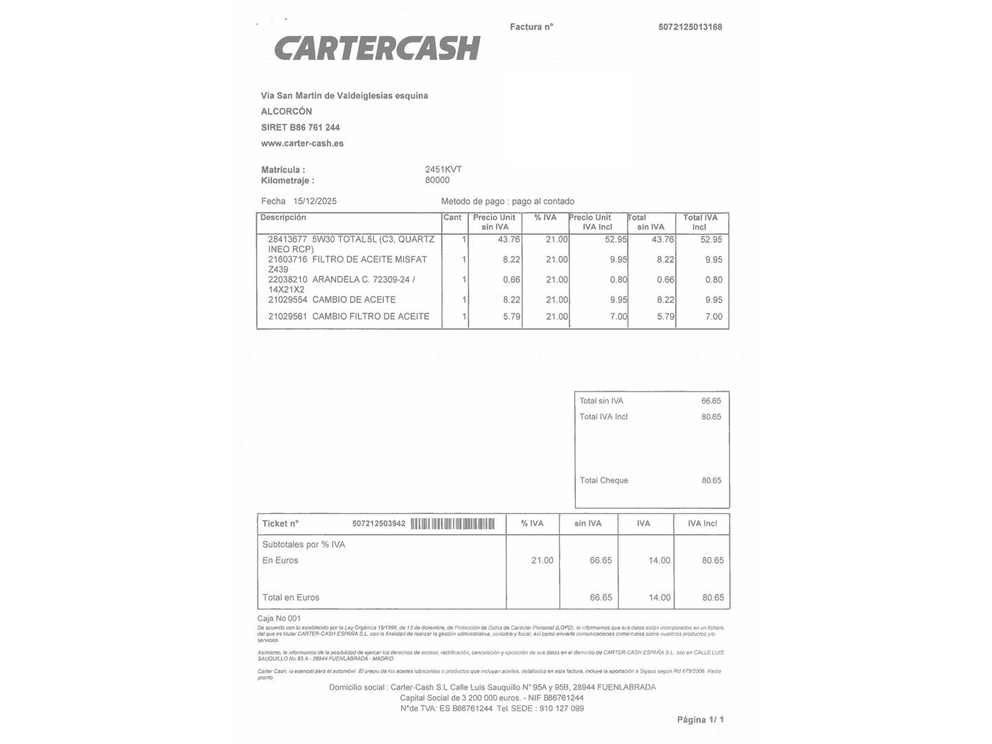 Foto del mantenimiento del Peugeot 208 Peugeot 208 PureTech Signature (82 CV)