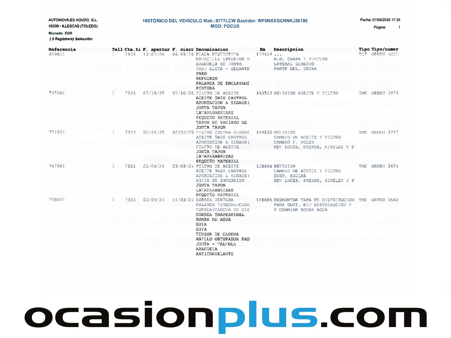 Foto del mantenimiento del Ford Focus Ford Focus 1.0 Ecoboost ST-Line (125 CV)