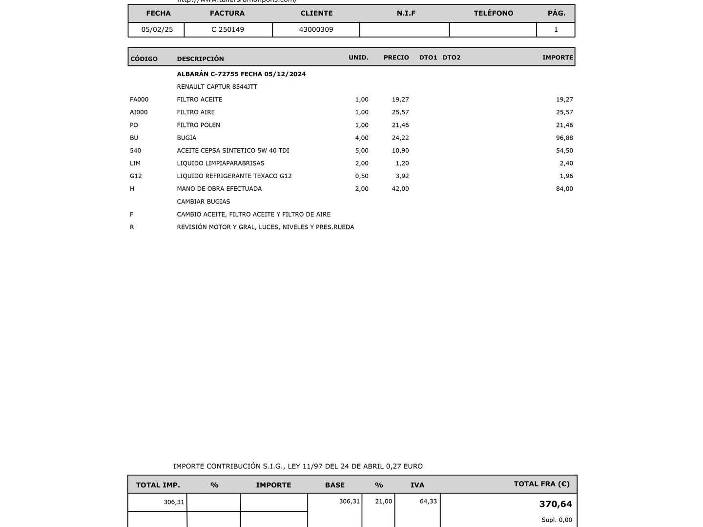 Foto del mantenimiento del Renault Captur Renault Captur Xmod Energy TCe (120 CV) EDC