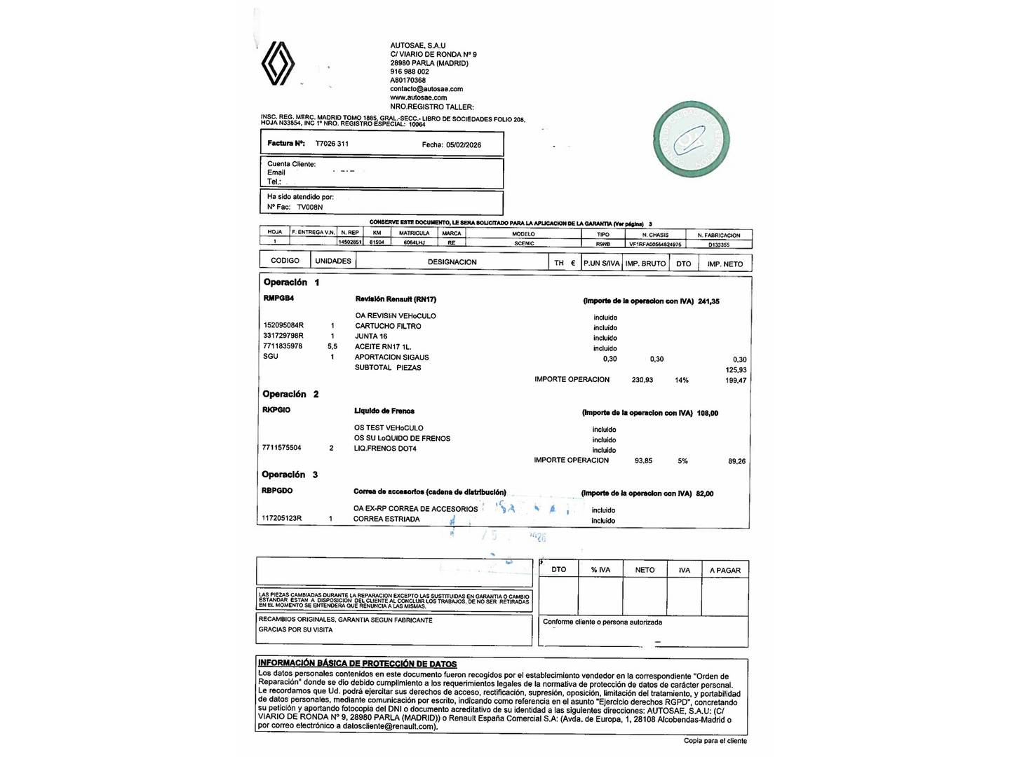Foto del mantenimiento del Renault Grand Scénic Renault Grand Scenic Zen TCe (140 CV) EDC GPF