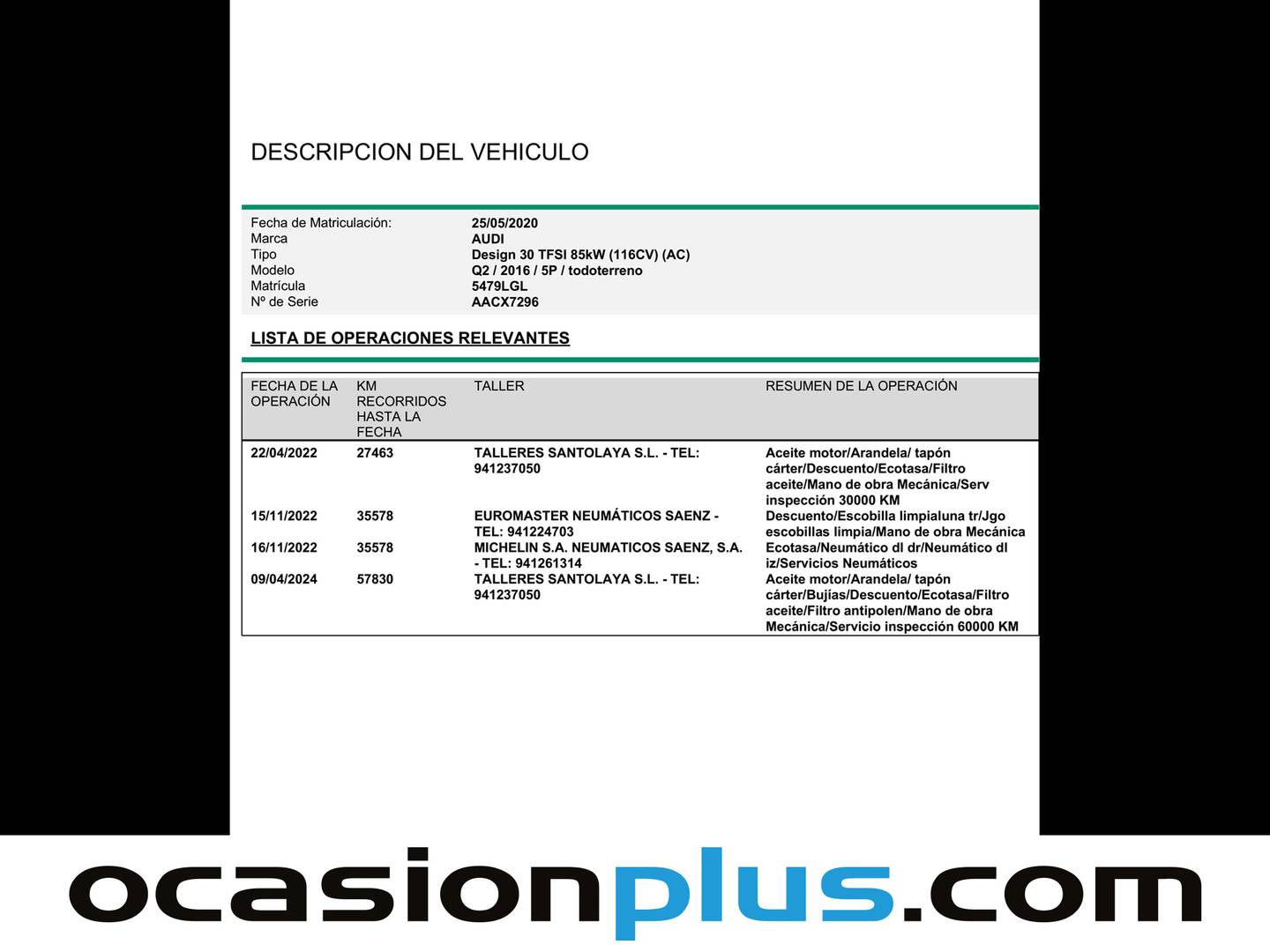 Foto del mantenimiento del Audi Q2 Audi Q2 design 30 TFSI  (116 CV)