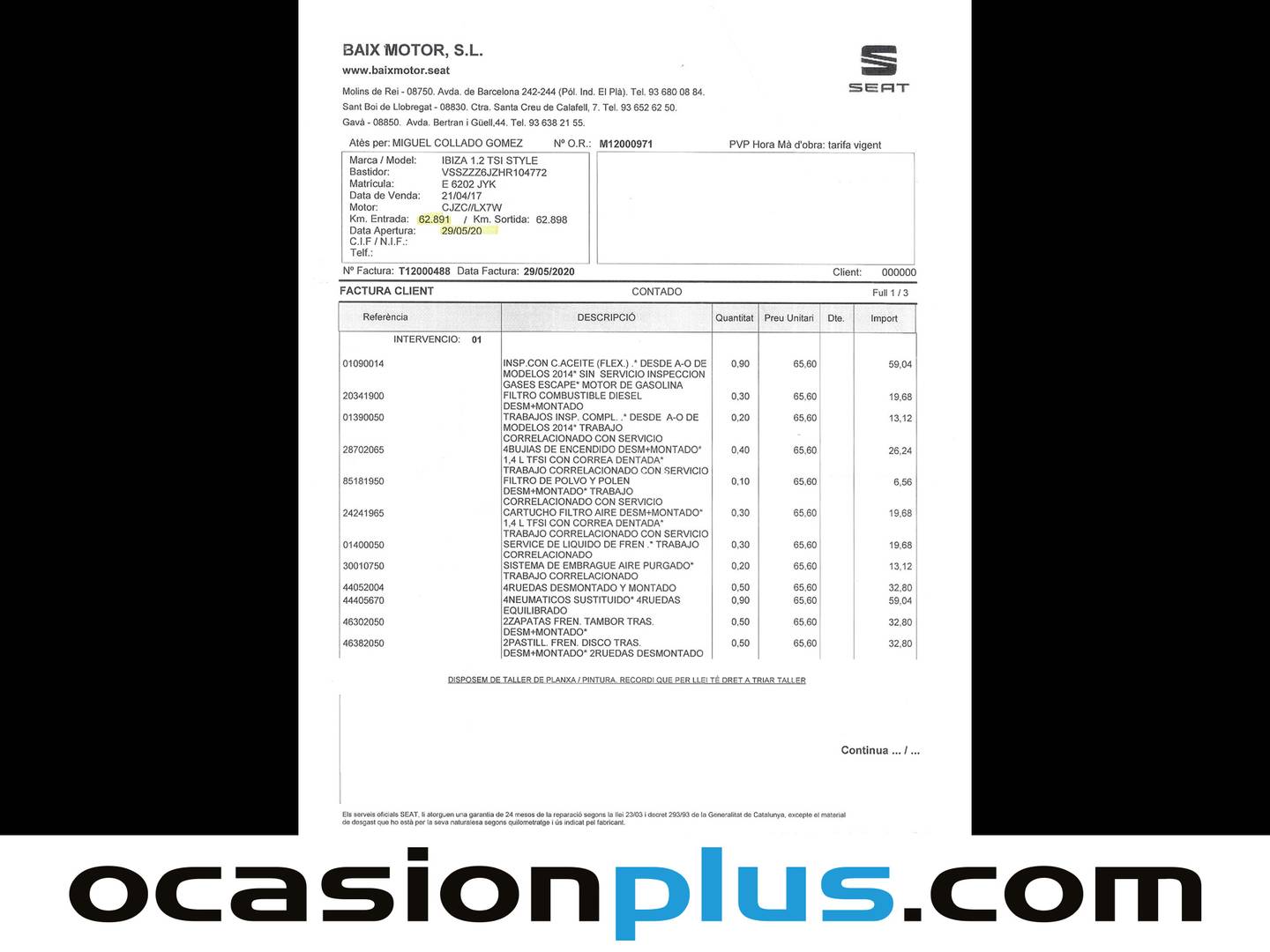 Foto del mantenimiento del Seat Ibiza Seat Ibiza 1.2 TSI Style (90 CV)