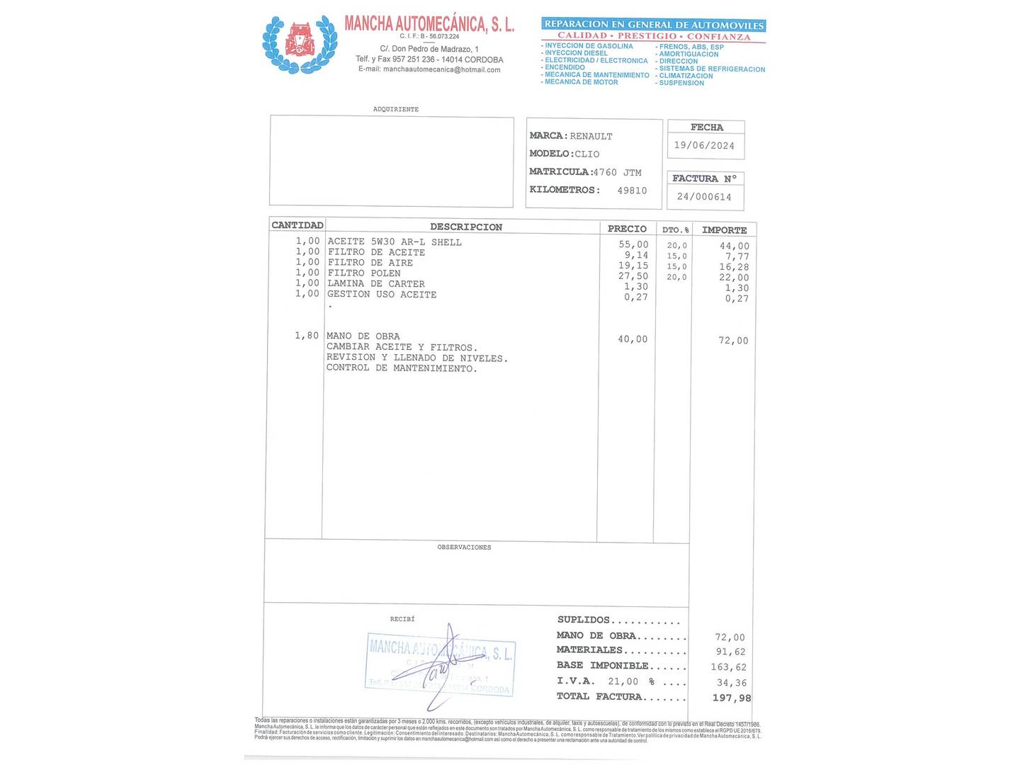 Foto del mantenimiento del Renault Clio Renault Clio Limited Energy dCi (90 CV)