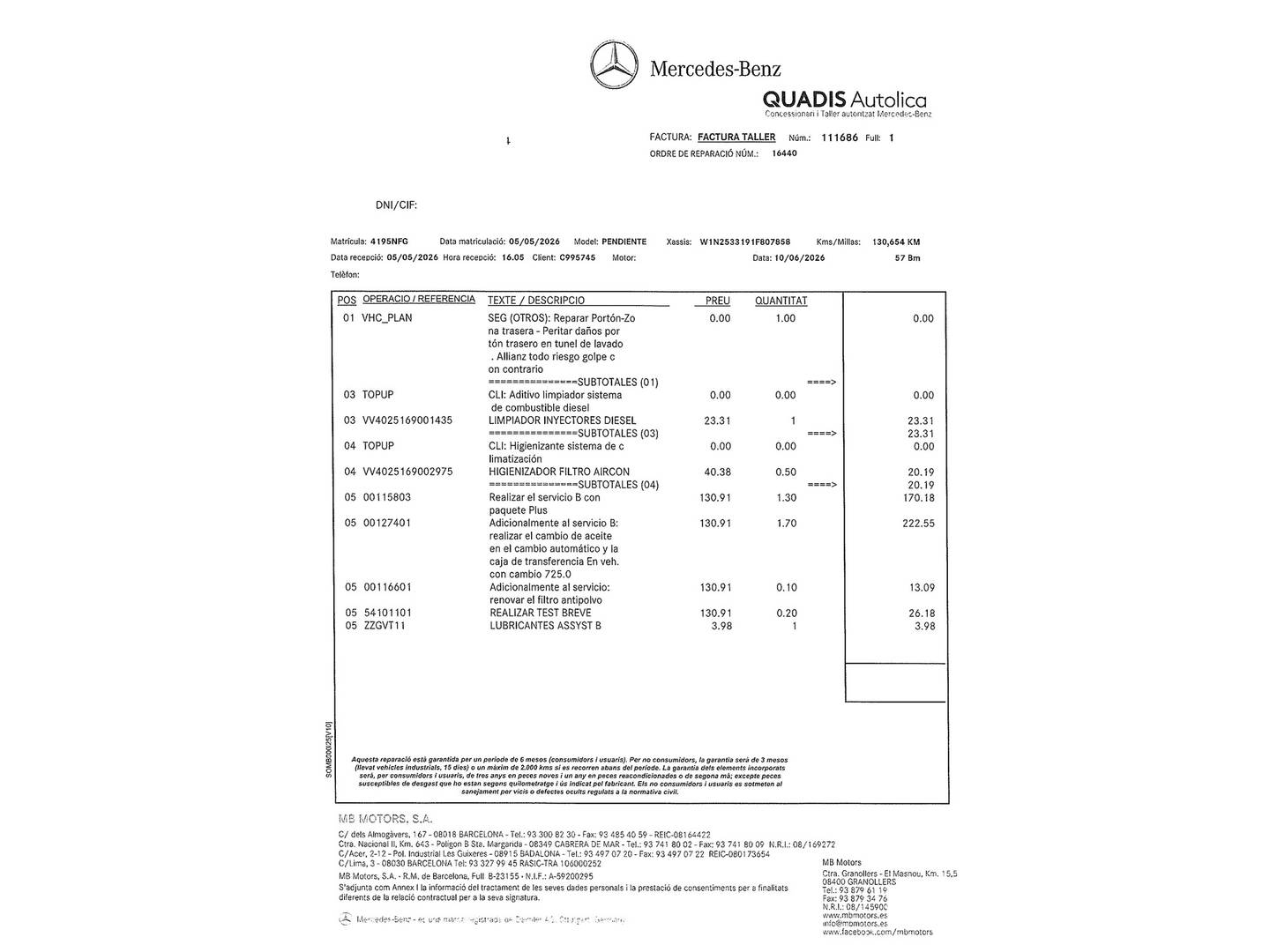 Foto del mantenimiento del Mercedes GLC Coupé Mercedes GLC Coupé 300 d 4Matic (245 CV) Pack AMG