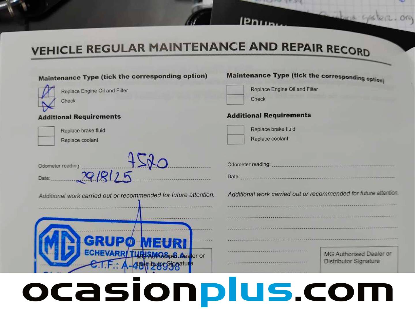 Foto del mantenimiento del MG ZS MG ZS 1.0T Luxury Auto (111 CV)