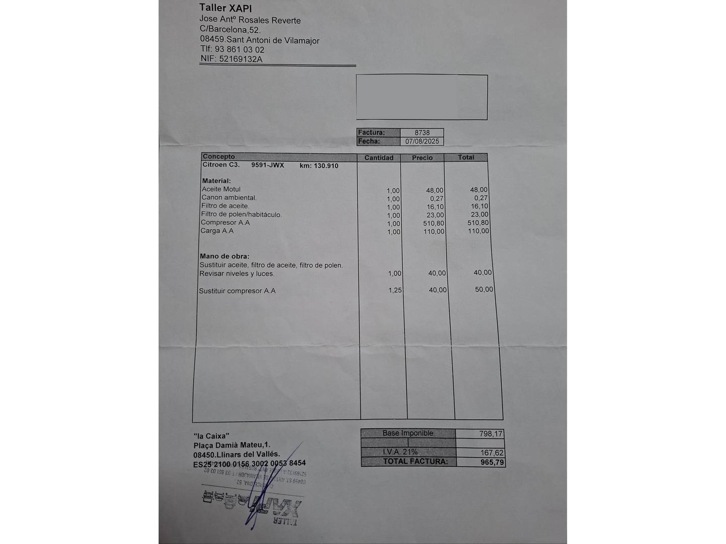 Foto del mantenimiento del Citroën C3 Citroën C3 BlueHDi 75 Tonic (75 CV)