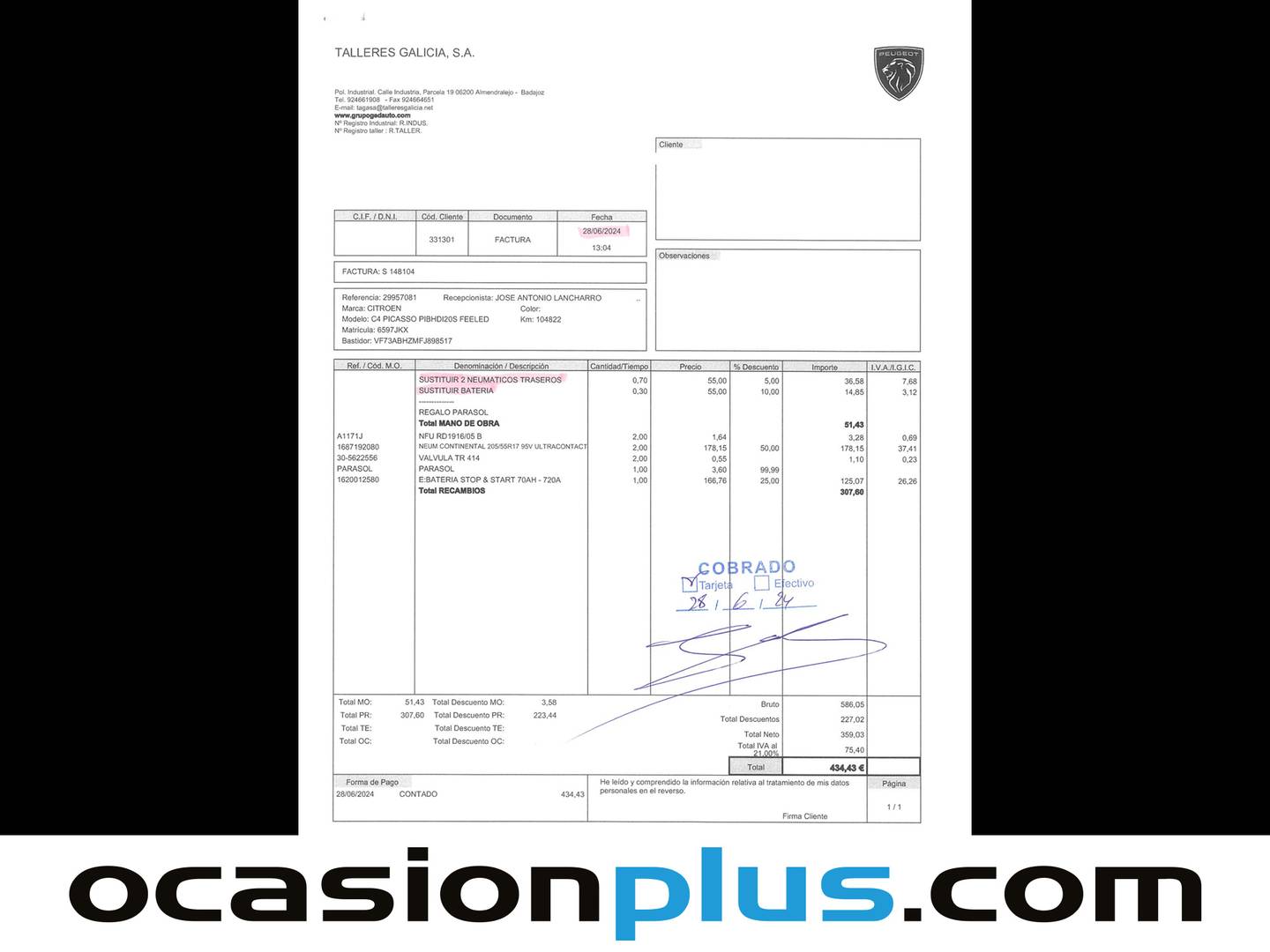 Foto del mantenimiento del Citroën Grand C4 Picasso Citroën Grand C4 Picasso BlueHDi 120 Feel (120 CV) 7 Plazas