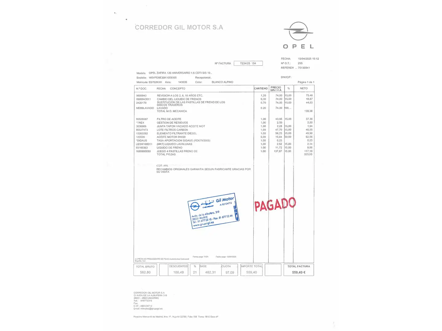 Foto Opel Zafira Opel Zafira 1.6 CDTi S&S 120 Aniversario  (136 CV)  7 Plazas