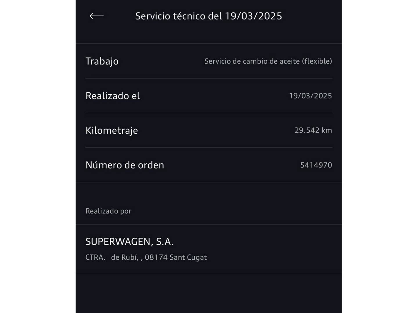 Foto del mantenimiento del Audi A3 Audi A3 Sportback S-Line 30 TDI (116 CV)