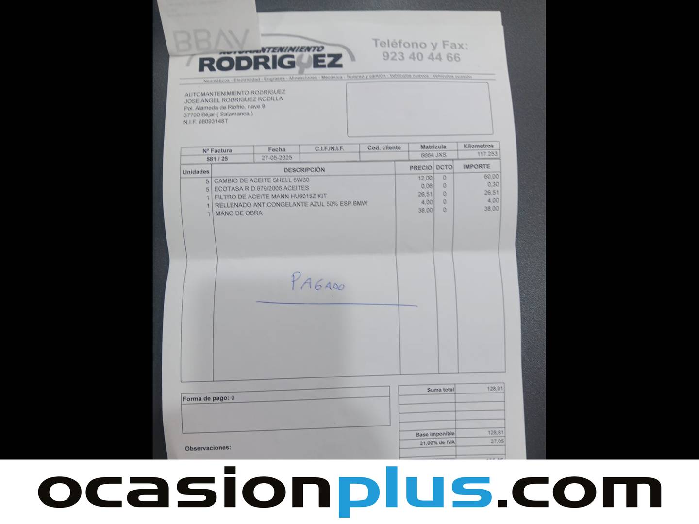 Foto del mantenimiento del BMW X1 BMW X1 sDrive18d (150 CV)