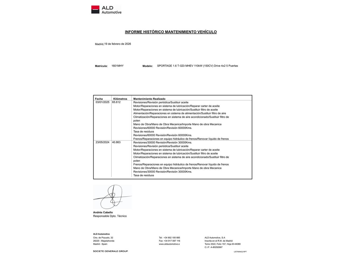 Foto del mantenimiento del KIA Sportage Kia Sportage 1.6 T-GDi MHEV Drive 4x2 (150 CV)