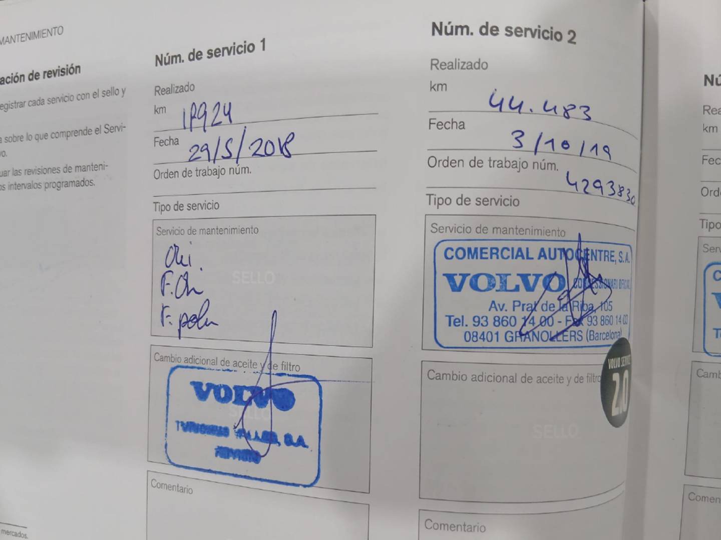 Foto del mantenimiento del Volvo XC60 Volvo XC60 D3 Kinetic (150 CV)
