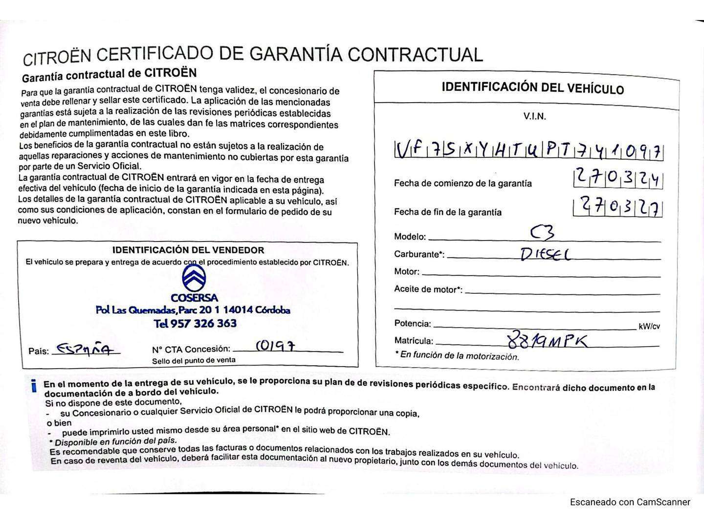 Foto del mantenimiento del Citroën C3 Citroën C3 BlueHDi 100 S&S You! (102 CV)