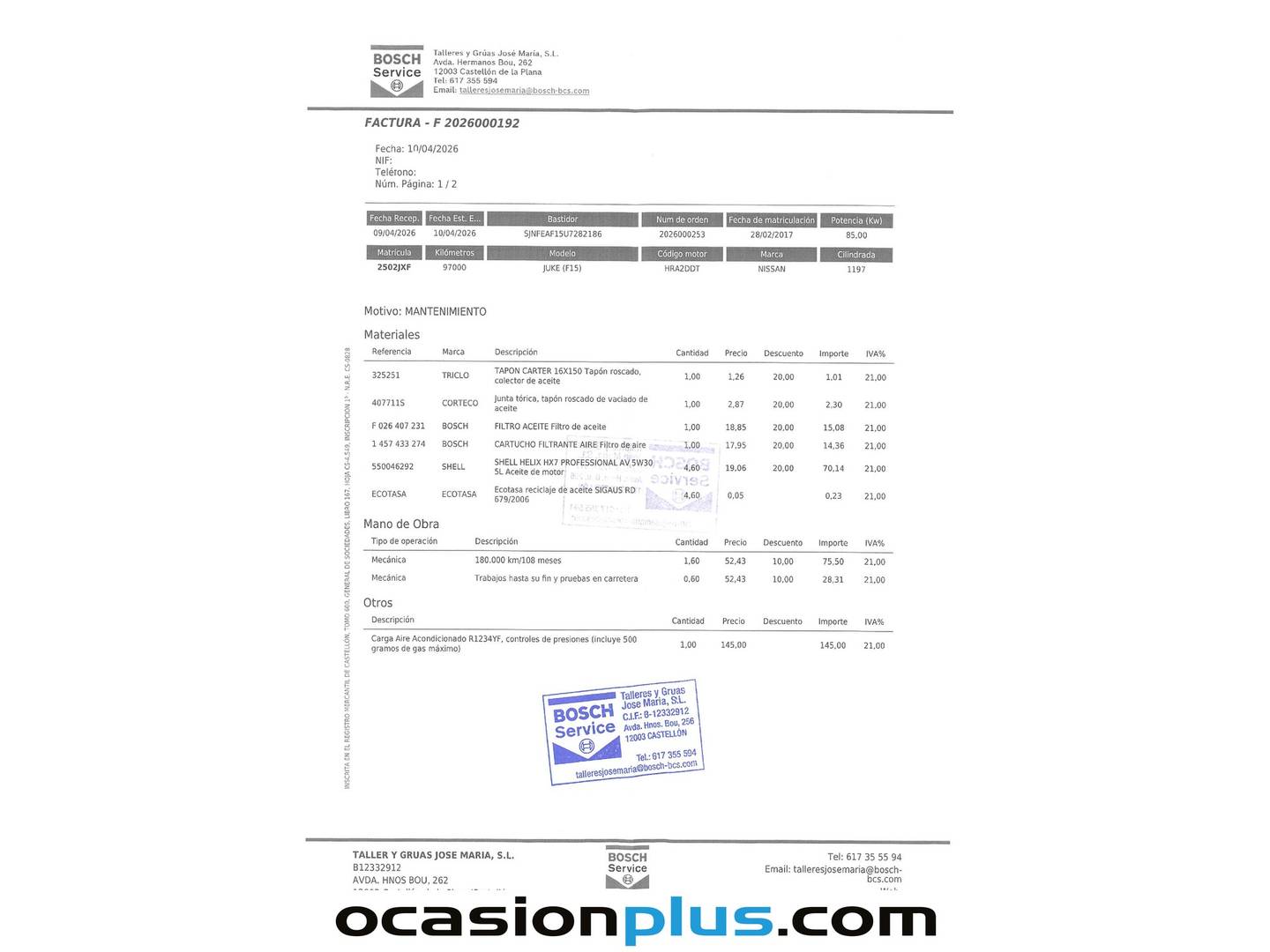 Foto del mantenimiento del Nissan JUKE Nissan Juke 1.2 DIG-T N-Connecta (115 CV)