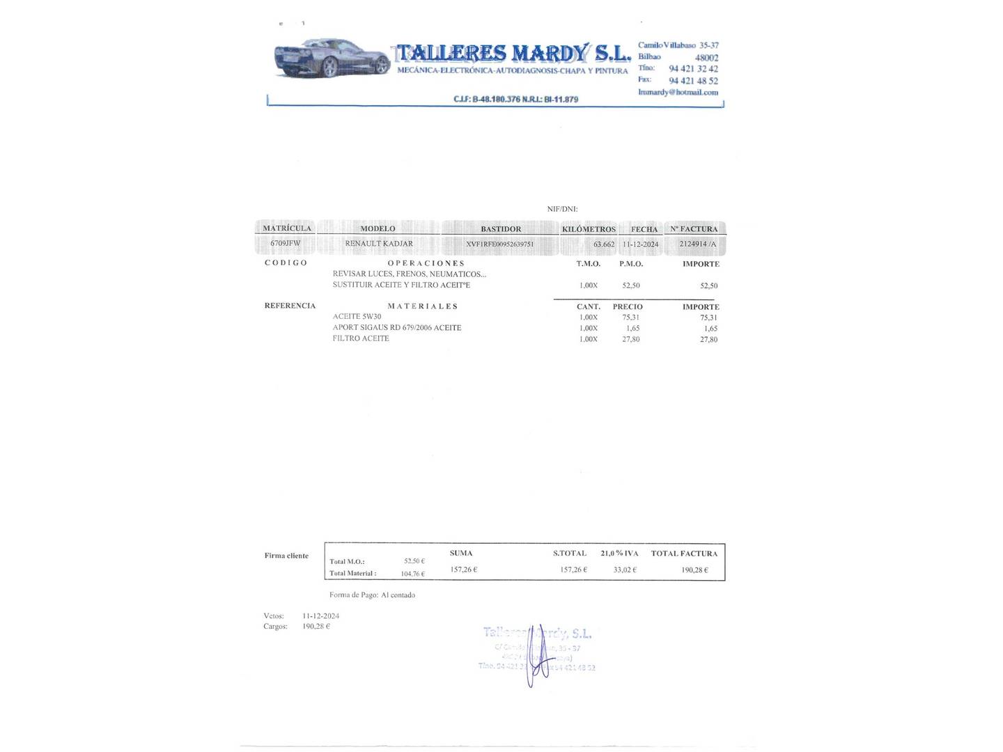 Foto del mantenimiento del Renault Kadjar Renault Kadjar Zen Energy dCi (130 CV)