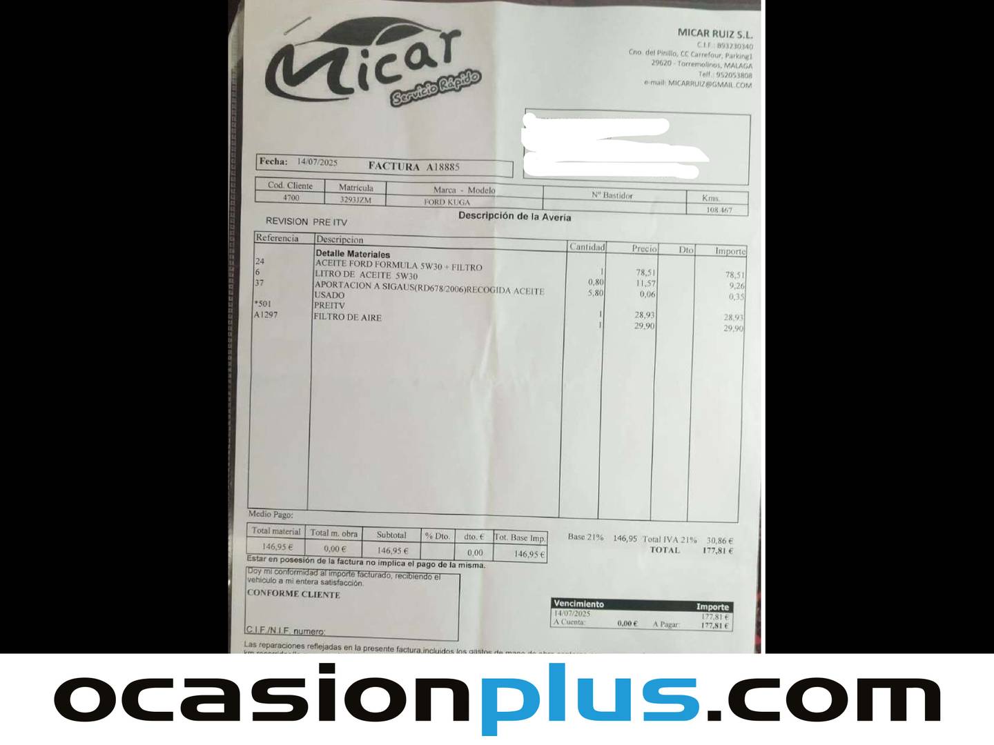 Foto del mantenimiento del Ford Kuga Ford Kuga 2.0 TDCI S&S ST-Line 4x2 (150 CV)