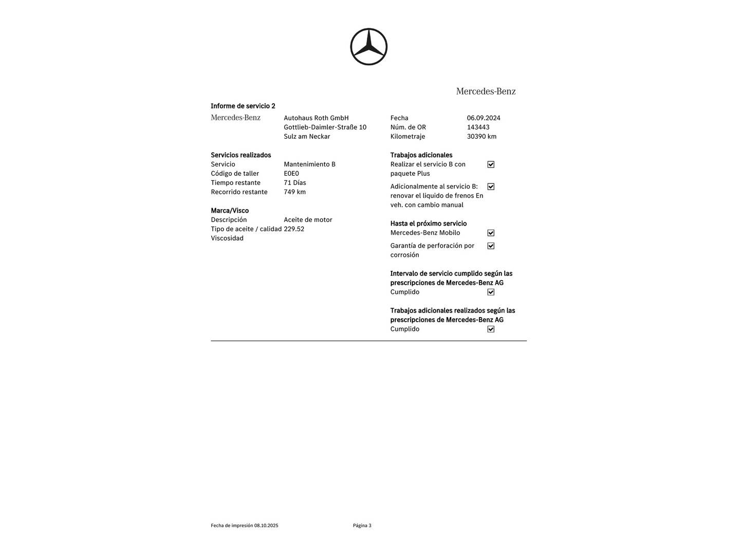 Foto del mantenimiento del Mercedes CLA Mercedes CLA Shooting Brake 180 (136 CV)