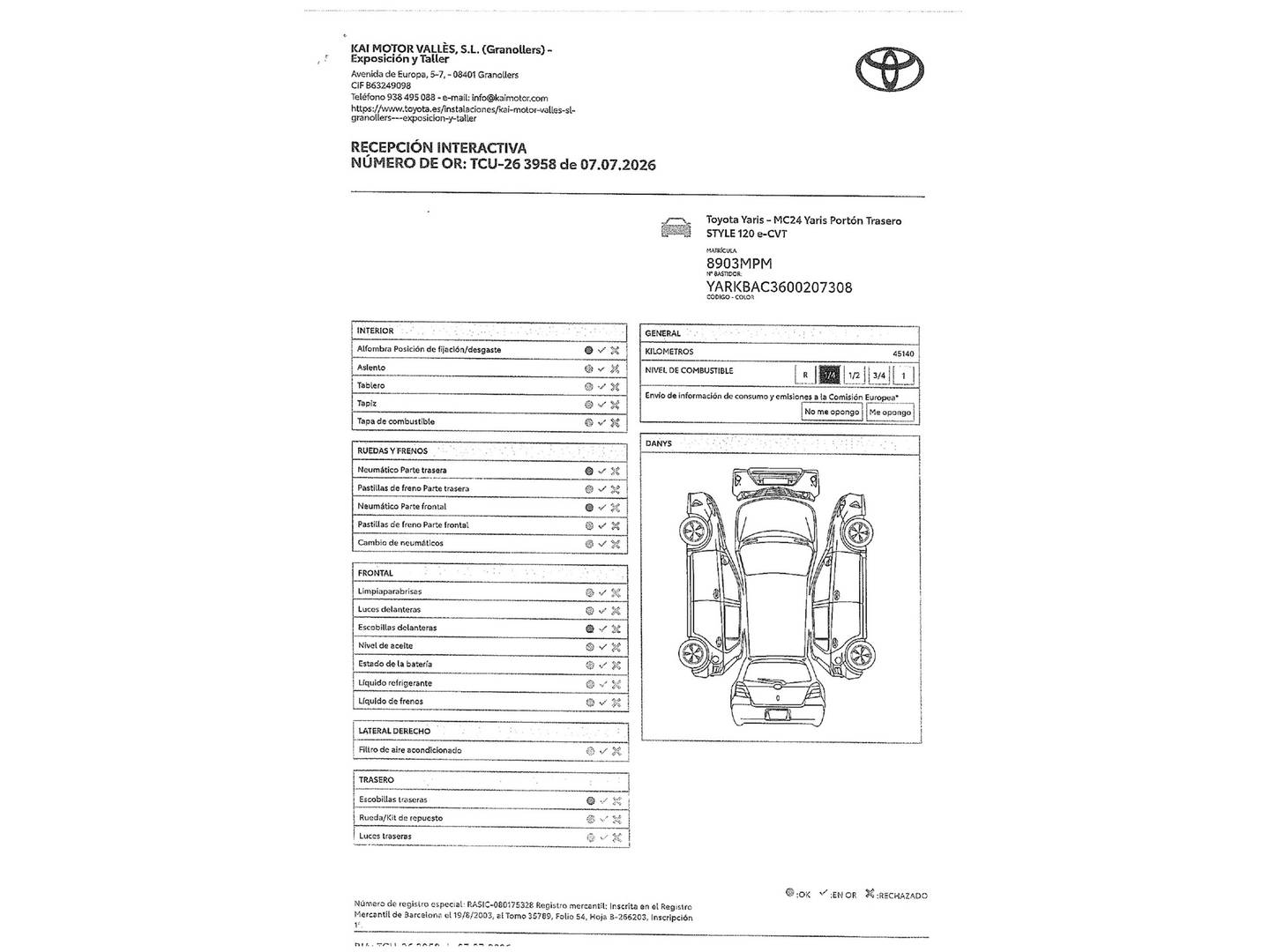 Foto del mantenimiento del Toyota Yaris Toyota Yaris 1.5 120H Style Plus (116 CV)