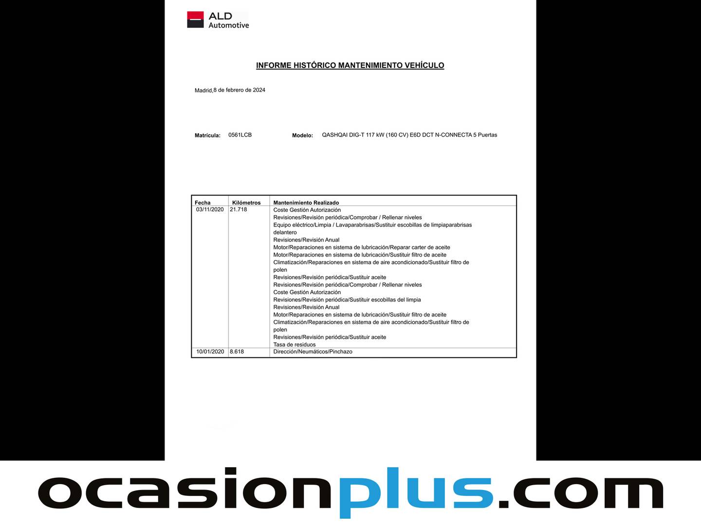 Foto del mantenimiento del Nissan QASHQAI Nissan Qashqai DIG-T 160 N-Connecta 4x2 DCT  (160 CV)