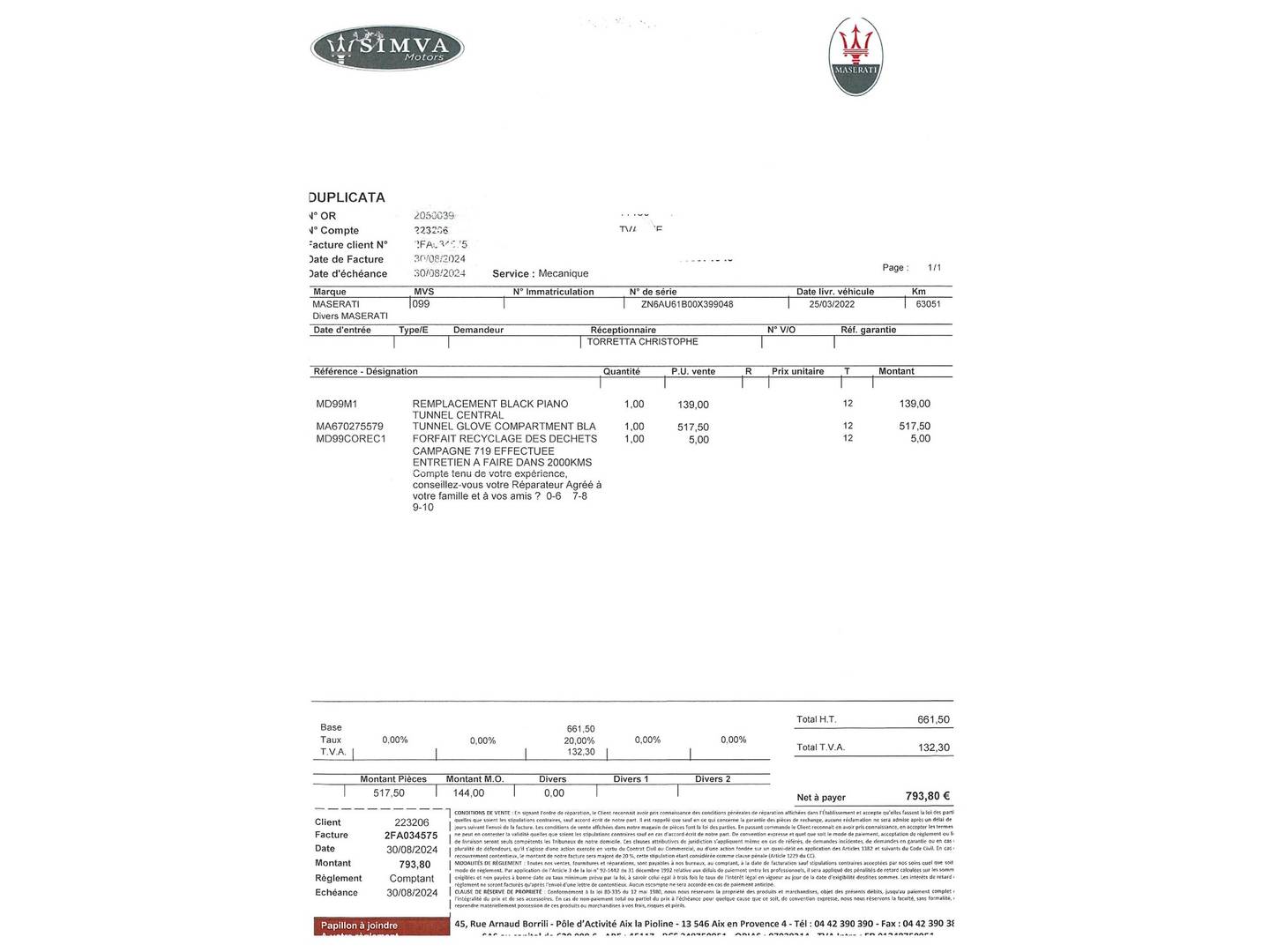 Foto del mantenimiento del Maserati Levante Maserati Levante Hybrid-Gasolina GT L4 AWD (330 CV)