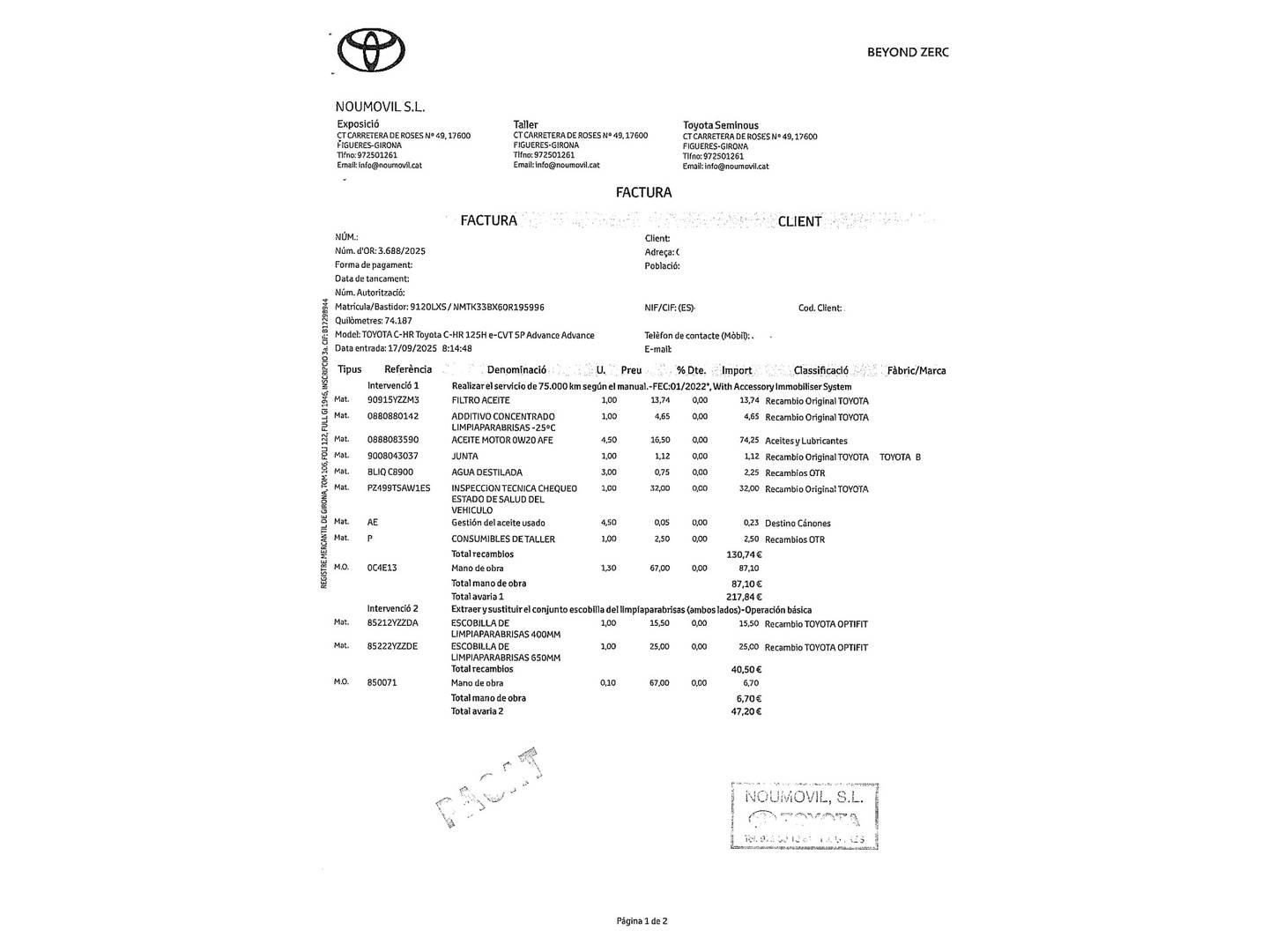 Foto del mantenimiento del Toyota C-HR Toyota C-HR 1.8 125H Advance (122 CV)