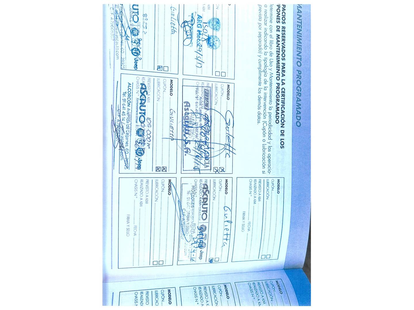Foto del certificado del Alfa Romeo Giulietta Alfa Romeo Giulietta 1.7 TBI Quadrifoglio Verde (235 CV)