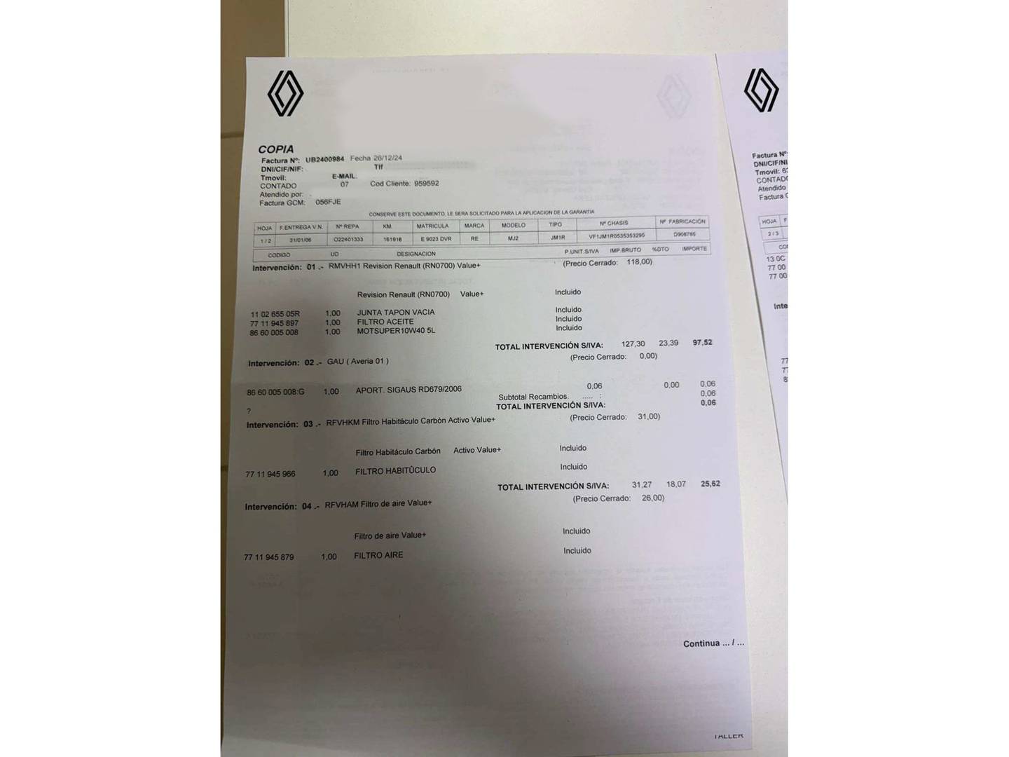 Foto del mantenimiento del Renault Scénic Renault Scenic Confort Dynamique 1.6 16V (110 CV)