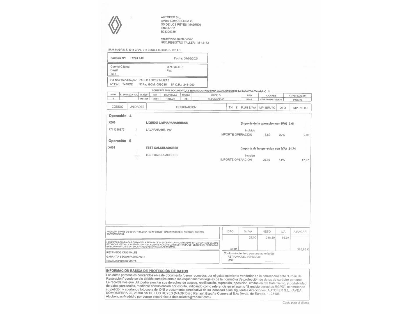 Foto del mantenimiento del Renault Grand Scénic Renault Grand Scenic dCi 160 Edition One EDC (160 CV) 7 Plazas