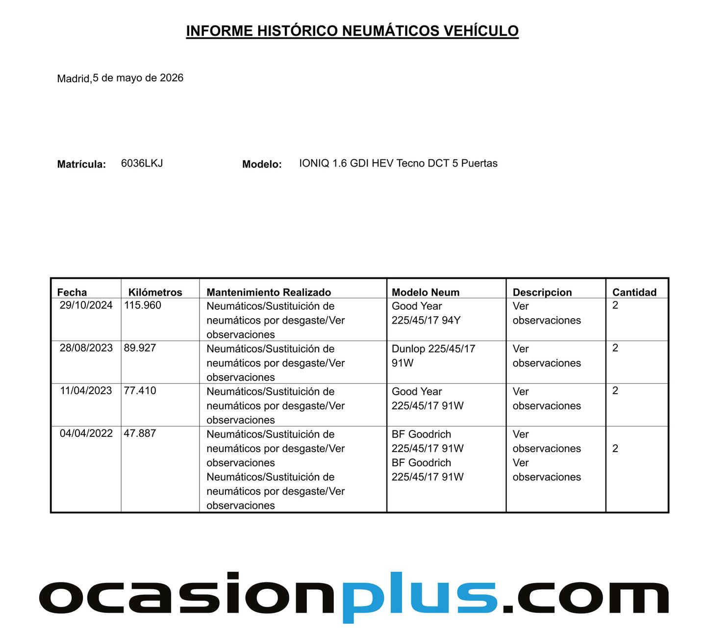 Foto del mantenimiento del Hyundai IONIQ Hyundai Ioniq 1.6 GDI HEV Tecno DCT (141 CV)