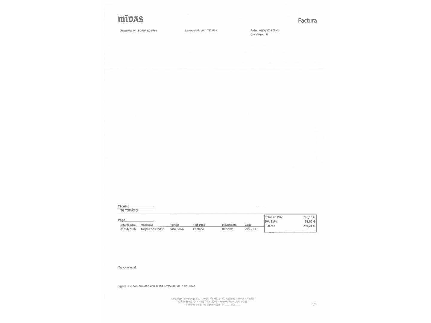 Foto del mantenimiento del Volkswagen Tiguan Volkswagen Tiguan Life 1.5 TSI (130 CV)