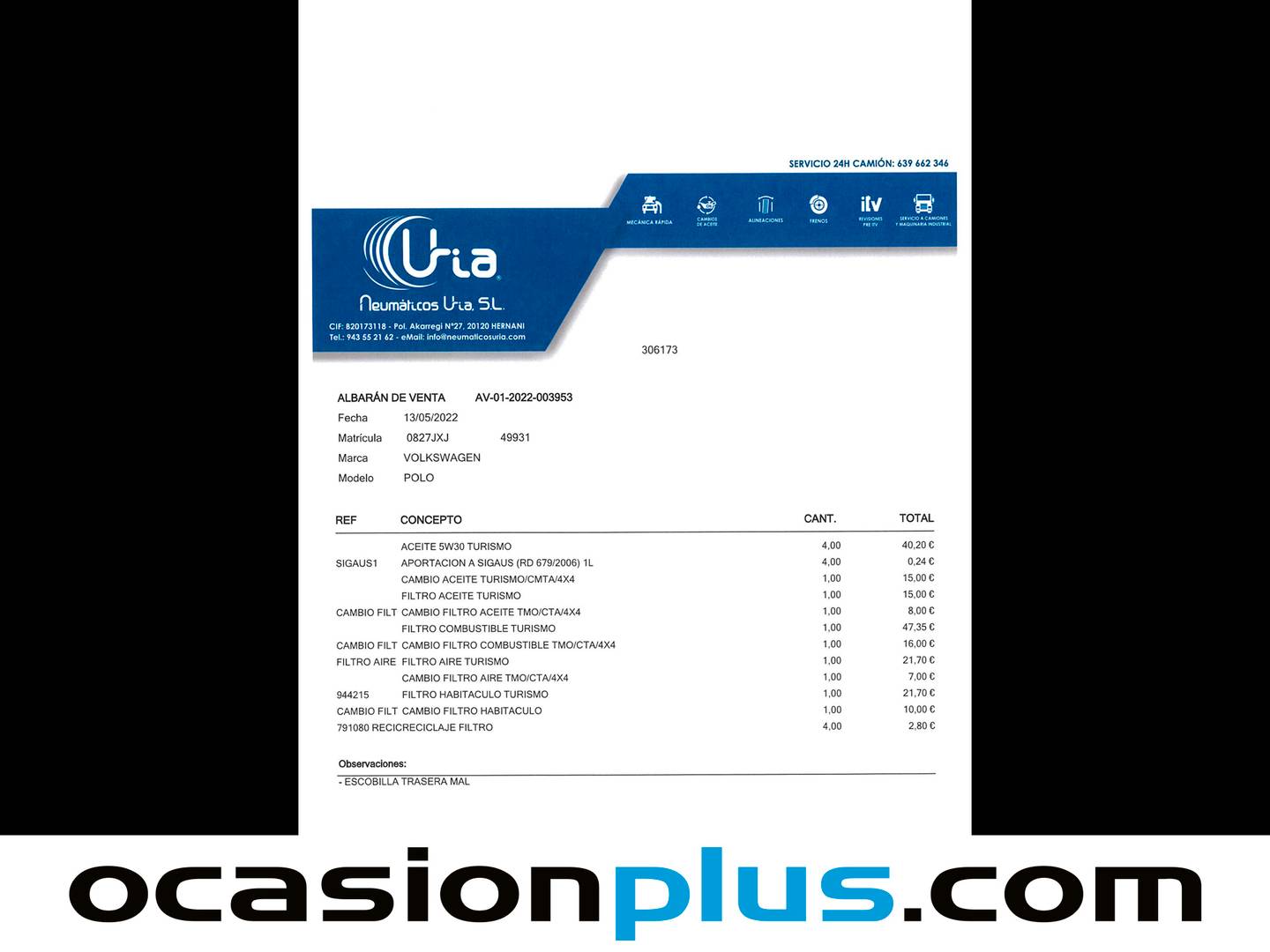 Foto del mantenimiento del Volkswagen Polo Volkswagen Polo 1.2 TSI BMT  (90 CV)